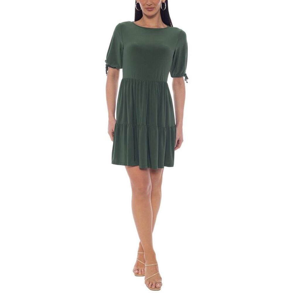 Tash + Sophie Womens  Ity Puff Sleeve Dress, Green